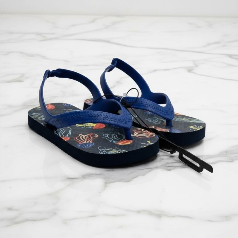 Toddler Flip-Flops Jellyfish Print Navy (Size 9/10) NWT